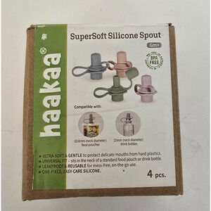 Haakaa Silicone Spout For Food Pouches & Drink Bottles 4ct NIB